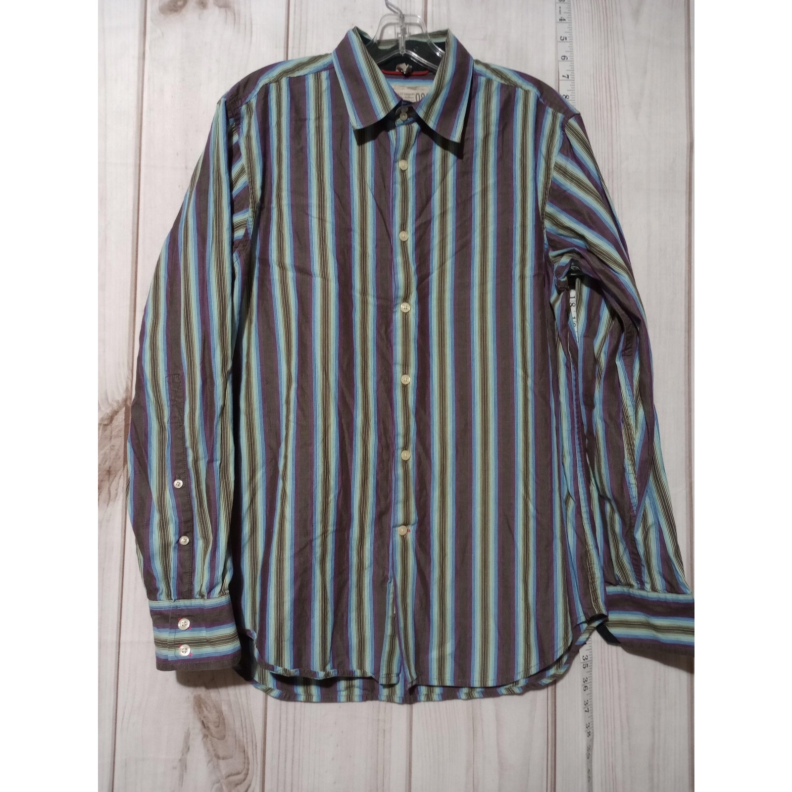 Guess Company Shirt Mens Large Multicolor Striped Button Up Long Sleeve Casual